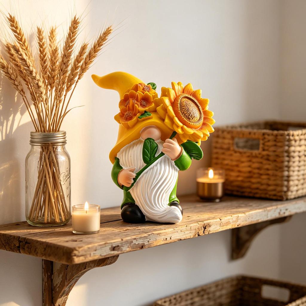 Resin Sunflower Dwarf Ornaments for Garden and Windowsill Decor