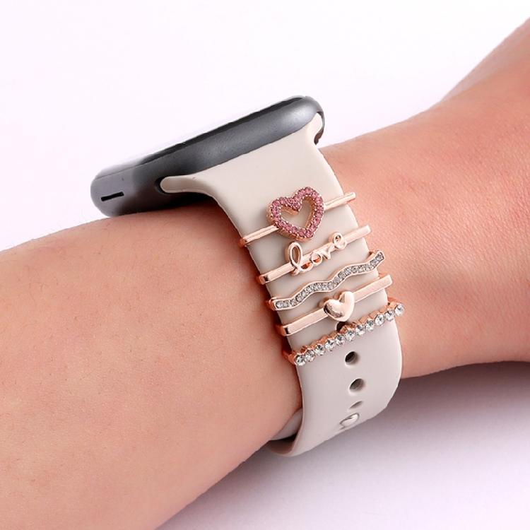 Fashion Shimmering Floral Metal Detachable Band Charm For Smartwatch Accessories Stylish Crystal Embellished Wrist Decor