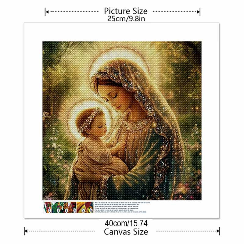 New Arrival 5D DIY Full Circle Diamond Painting "Madonna and Child" Embroidery Cross Stitch Home Decor Gift