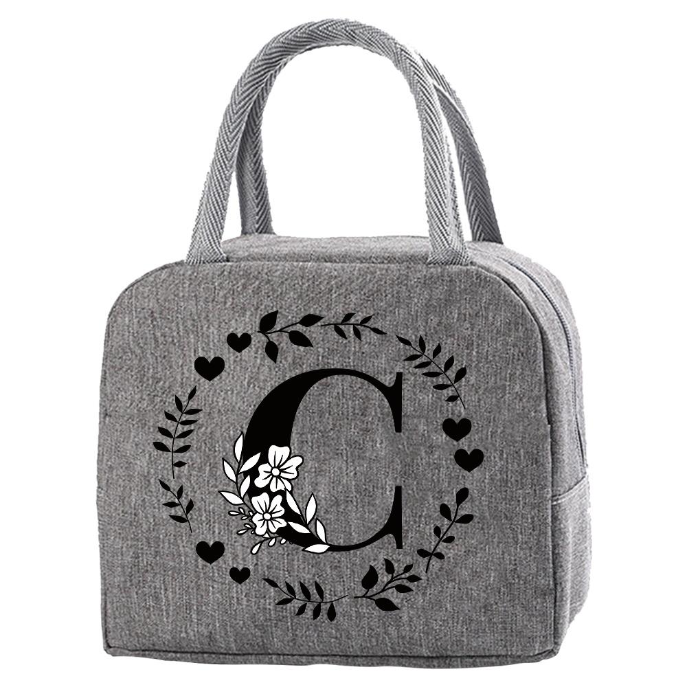 Travel Portable Food Thermal Insulated Children Picnic Waterproof Oxford Zipper Breakfast Thermal Bag Garland Letter Pattern Bag