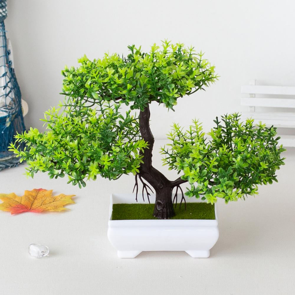 Dekoracja ze sztucznych roślin, Bonsai w doniczce, Małe drzewko w doniczce, Sztuczna roślina w doniczce, Ozdoby do ogrodu zen na stół, Dekoracja domu, pokoju