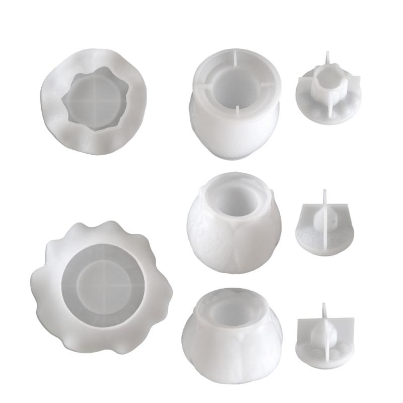 Lotuses Flower Storage Jar Mold Epoxy Resin Mould for Concrete Planter and Pen Organizers Jewelry Making Supplies