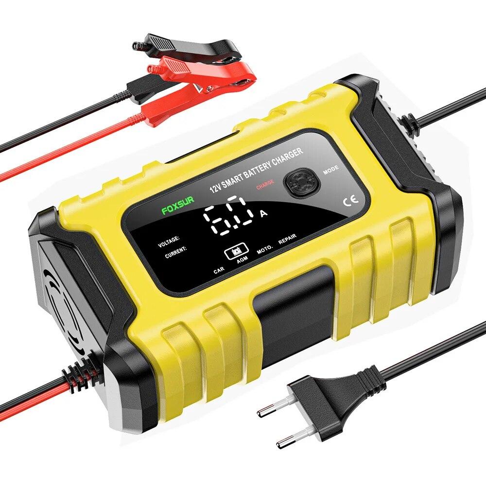 12V 6A Automotive Battery Charger Digital Display Smart Battery Charger Repair Chargers AGM Wet Dry Lead Acid Battery