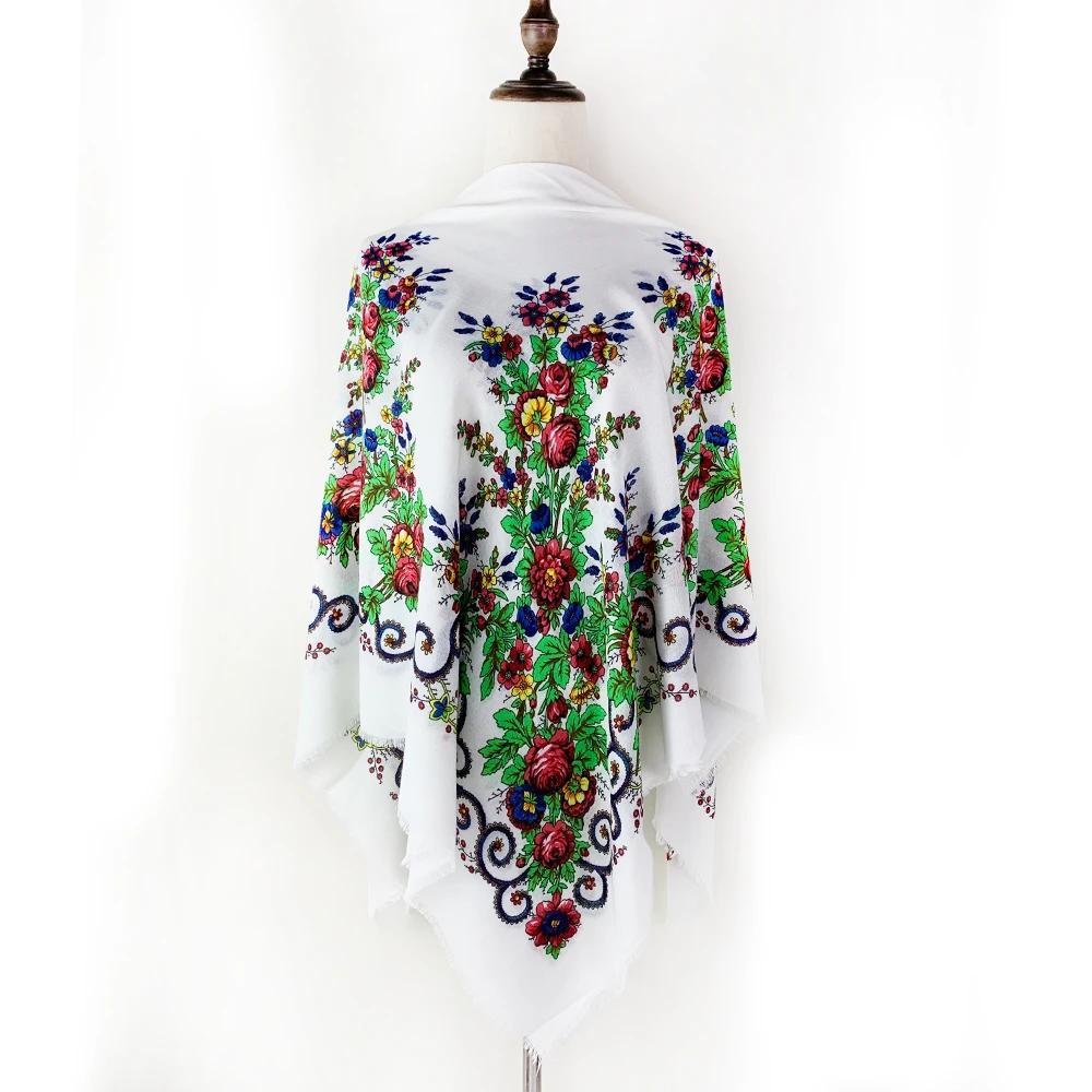 130*130cm Breathable Thin Printed Russian Square Scarf