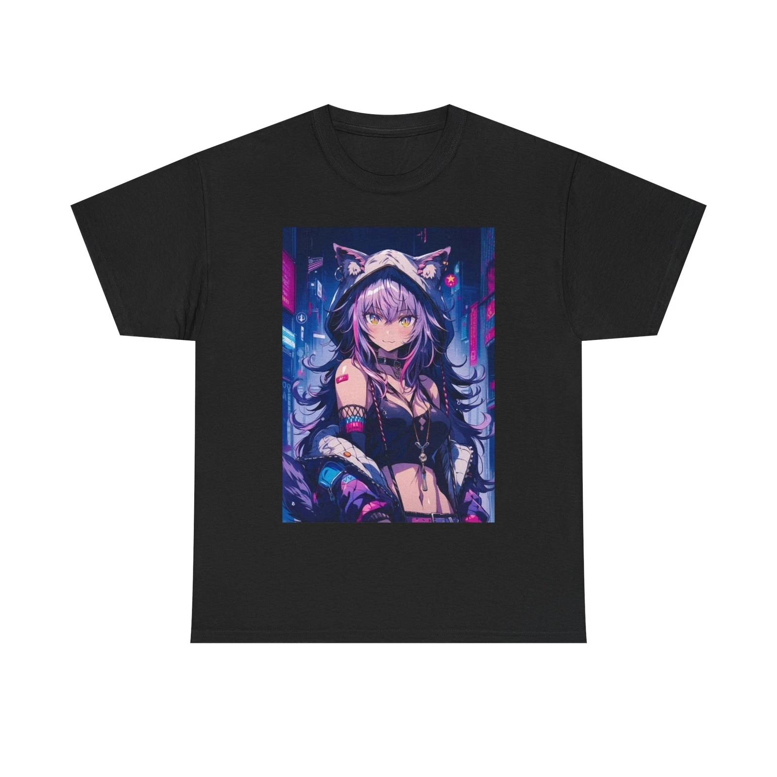 

Футболка с принтом Waifu Anime Girl – Ретро Мультяшный Игровой Графический Дизайн Унисекс Плотная Футболка L