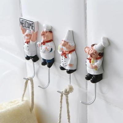 Nuevo gancho en forma de Chef de dibujos animados, potente soporte adhesivo para llaves de pared, puerta de almacenamiento para cocina y baño, colgador para ropa, abrigo, sombrero, ganchos para toallas