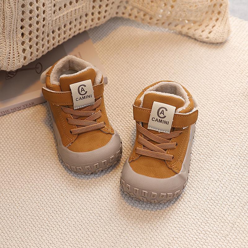Winter Baby Walking Shoes with Fleece Lining Soft Sole Casual Style Cotton-padded Non-slip Versatile Double-layered Cotton Shoes for Boys and Girls