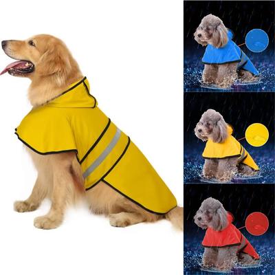 With Strip Reflective Dog Raincoat Waterproof Dog Coats Dog Rain Jacket  Walking The Dog