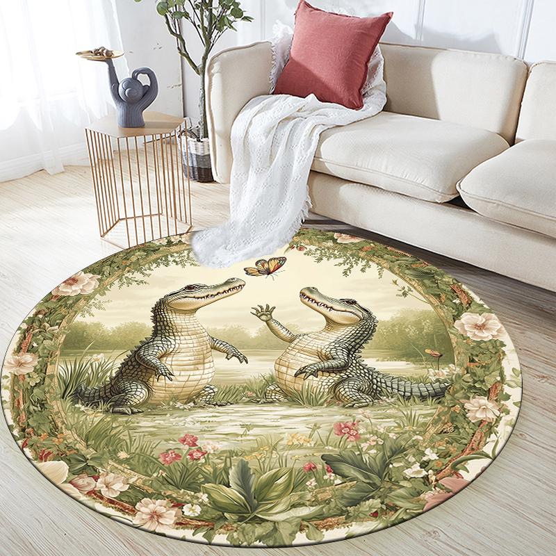 

Crocodile pattern round rug,Carpet Rug for Living Room Bedroom Playroom ,Non-slip Floor Mat,Holiday Gifts and Birthday Gifts. 80cmx80cm