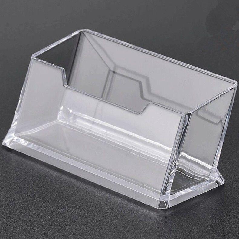 Transparent Acrylic Business Card Holder - Single Compartment Display Box for Office Cards