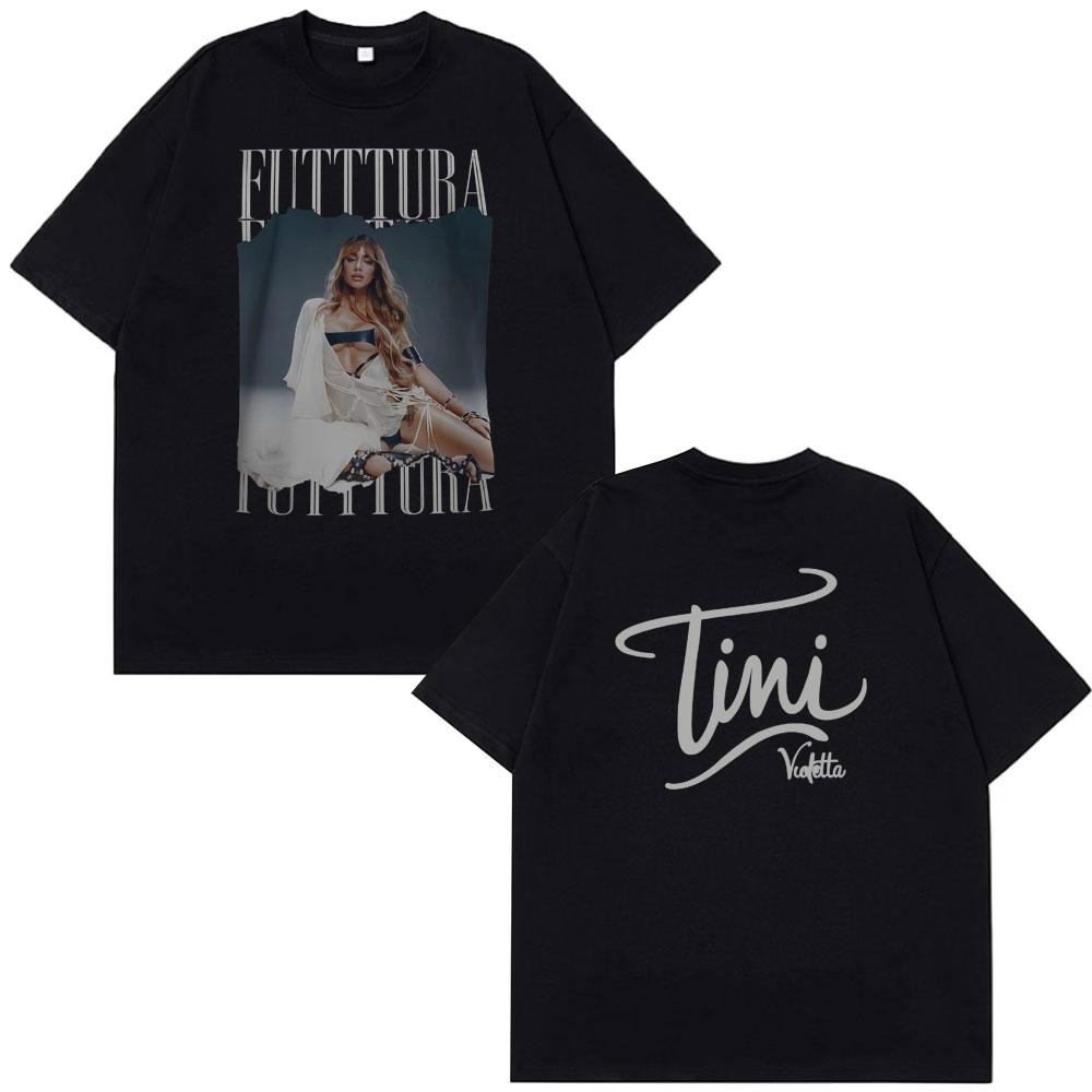 Singer Tini Stoessel Futtura Tour 2026 Tshirt Unisex Women Fashion Aesthetic Tshirt Shortsleeved Loose Casual Oversized Tshirts