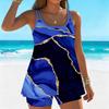 Women's Swimwear Tankini 2 Piece Swimsuit Bubble Fluid Pattern Vacation Bathing Suits
