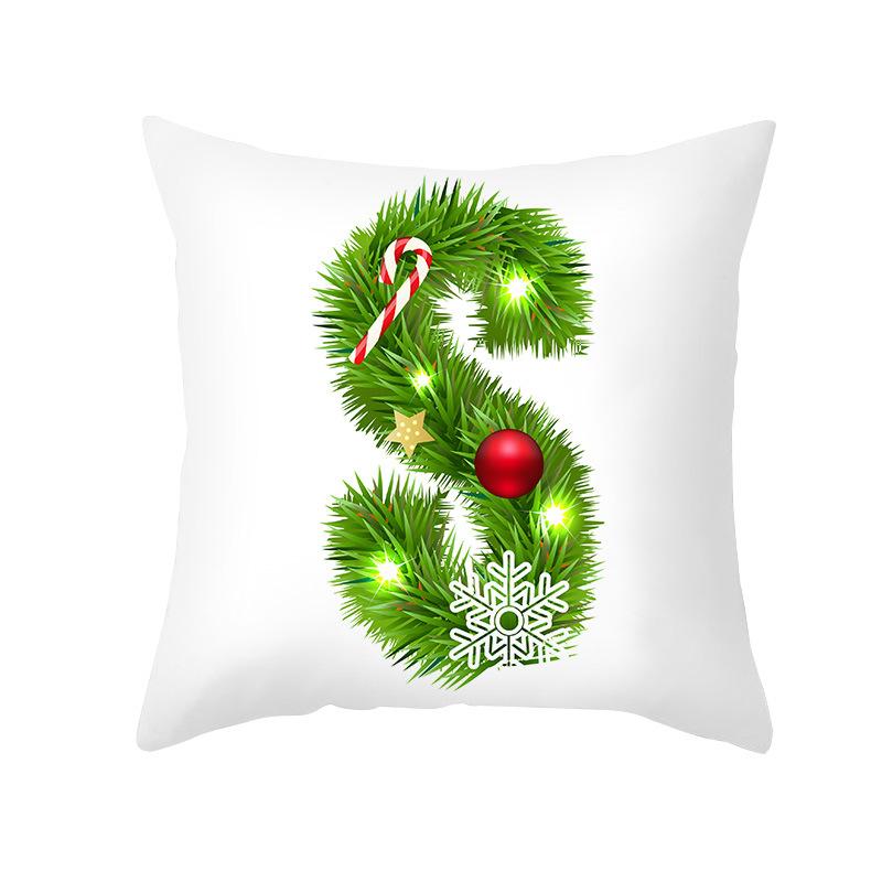 Christmas Pillow Cover Cartoon Green Letter Series Office Pillow Cover Printed Cushion Cover Cross-border