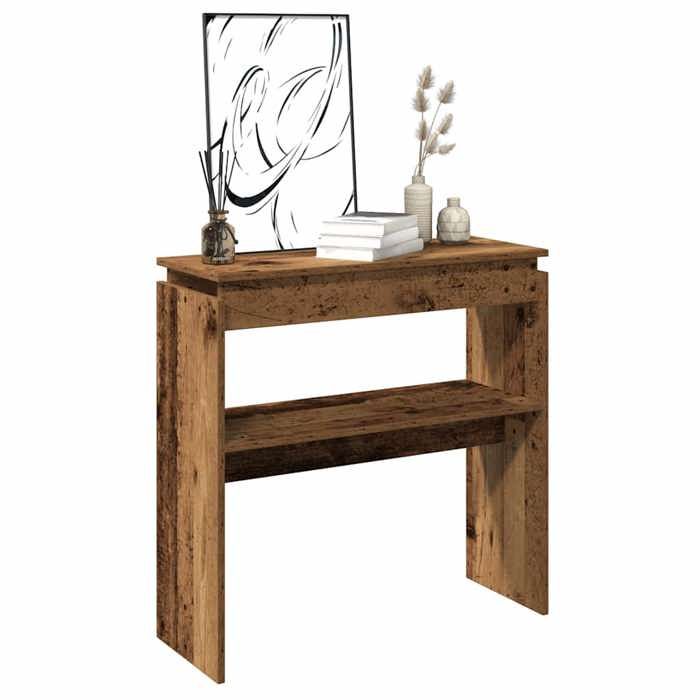 VidaXL Table console vieux bois 80 x 30 x 80 cm bois d'ingénierie, bout de canapé, table de couloir, support de couloir, 856624