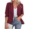 Elegant Plus Size Long Sleeve Turn Down Collar Slim Fit Casual Blazer