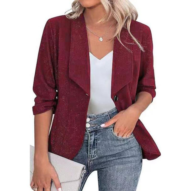 Elegant Plus Size Long Sleeve Turn Down Collar Slim Fit Casual Blazer