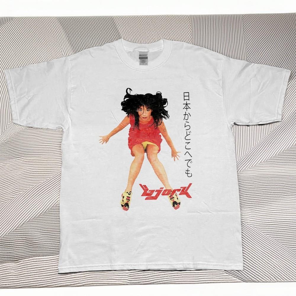 

Bjork Retro Japanese Tshirt White Cotton Tshirt Unisex T-Shirt S