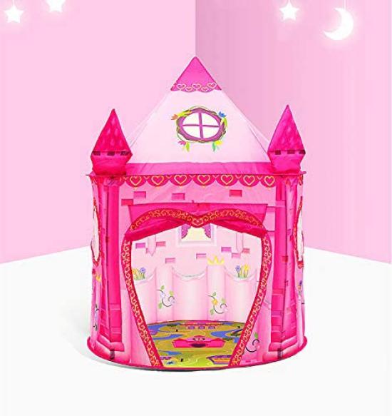Benebomo Kids' Foldable Play Tent, Perfect for Kids' Rooms, Indoor Playhouse, Princess Castle, Toy Storage, and Secret Base for Girls, Includes