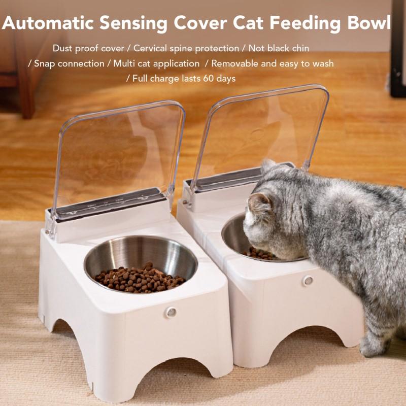 Automatic Intelligent Cat Dog Feeder Bowl Stylish For Look Automatic Sensing Feeder Hygienic Sturdy Transparent Lid