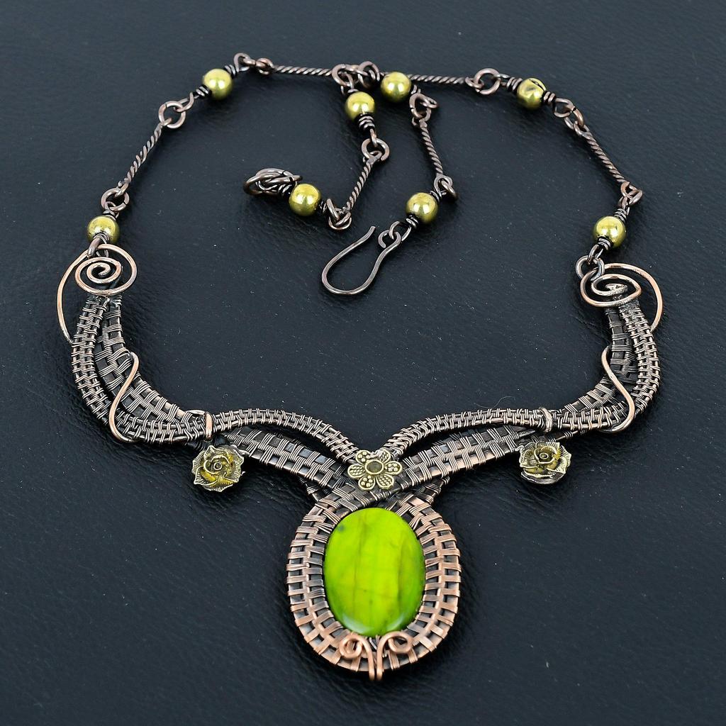 Grüner Flash Labradorit Halskette Handgemachter Schmuck, 999 Kupferdraht umwickelte Halskette Designer Edelsteinschmuck Verstellbare Kettenhalskette Geschenk für Mama