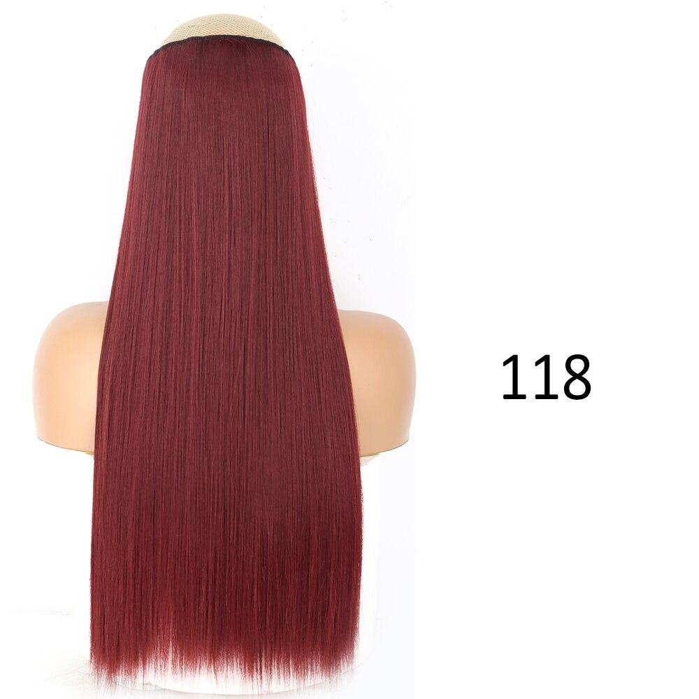 MISSQUEEN Women Long Straight Wavy Invisible Hair Extensions Without Clips Synthetic Fiber Long Daily Wear Invisible Hairpiece