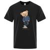 Gentleman Mr. Teddy Bear Nice Guy Prints Men Short Sleeve Street Cotton T-Shirts Loose Oversized Clothing Casual Tees 80291