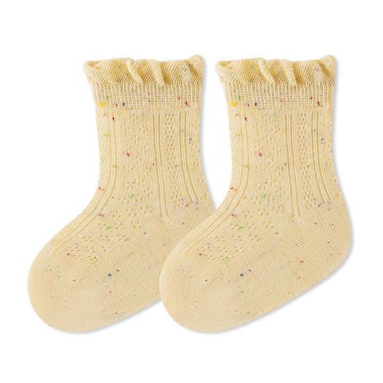 

1 Pair Baby Cotton Socks for Summer Seamless Thin Crew Socks for Newborns Girls Breathable Mesh Stretchy Socks for Infant Toddler Daily Wear XS жёлтый