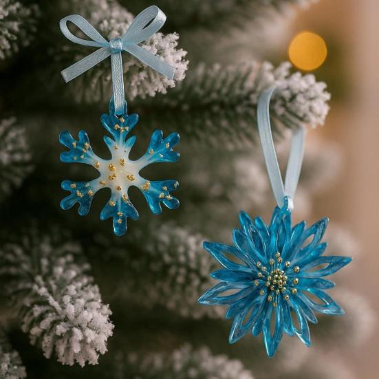 Yousheng Vánoční ozdoby sada Akrylové ozdoby sobů a sněhových vloček Nerozbitné závěsné ozdoby na stromeček pro sváteční domácí dekoraci