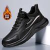 Fashion Black Leather Shoes Man Low Top Casual Shoes for Men Autumn Winter Sneakers Men's Shoe Thick Sole Sneakers Anti-slip Work Shoes