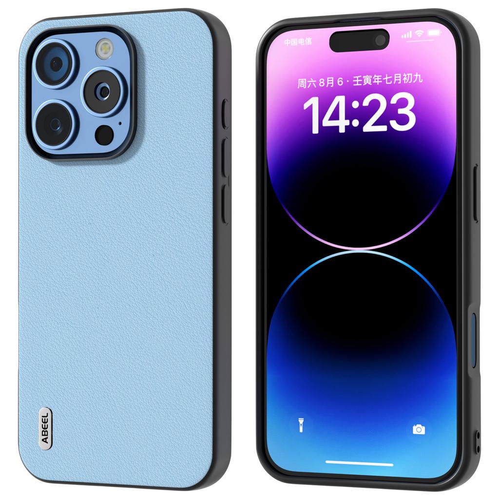 ABEEL For iPhone 16 Pro Max Case Anti-Scratch Genuine Cow Leather Back Phone Cover