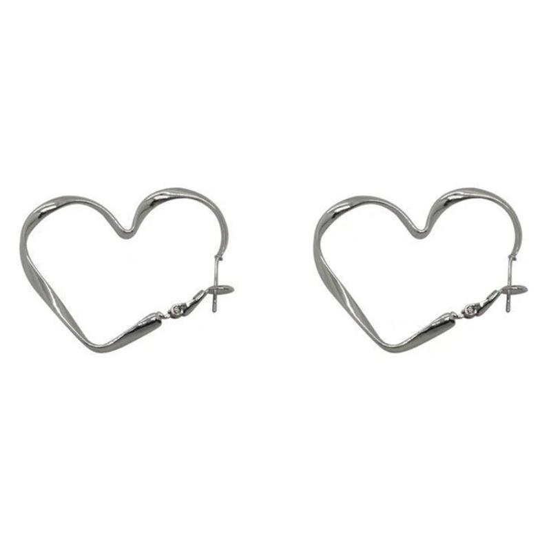 

Simple Heart Hoop Earring For Women Gold Silver Personality Stud Earring Girl Korean Fashion Jewelry Birthday Gifts 1