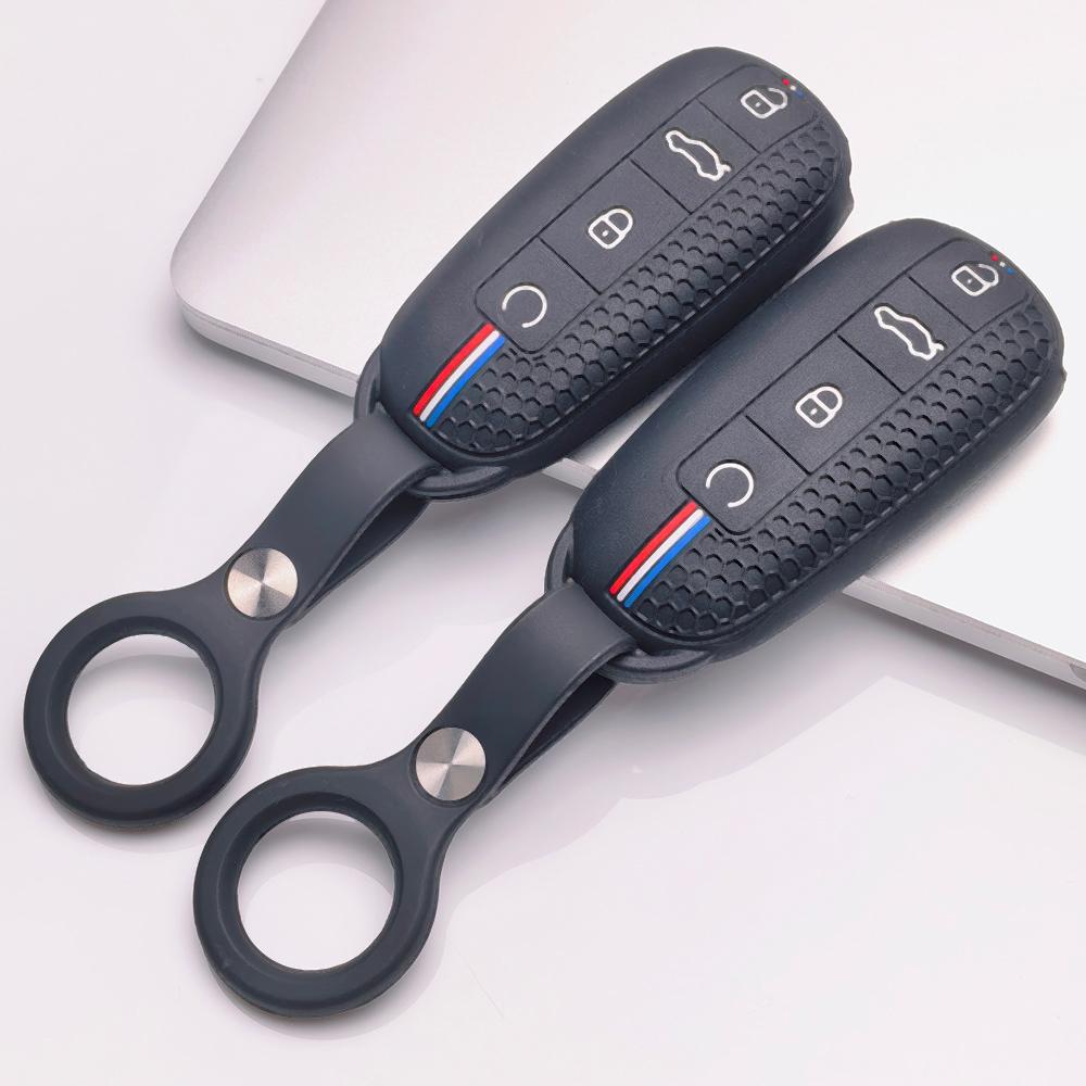 Anti Lost Silicone Keychain Lanyard for Chery Tiggo 7 Pro Arrizo 8 OMODA 5 Jetour with Keychain Honeycomb Texture Racing Stripe Car Remote Key Sleeve