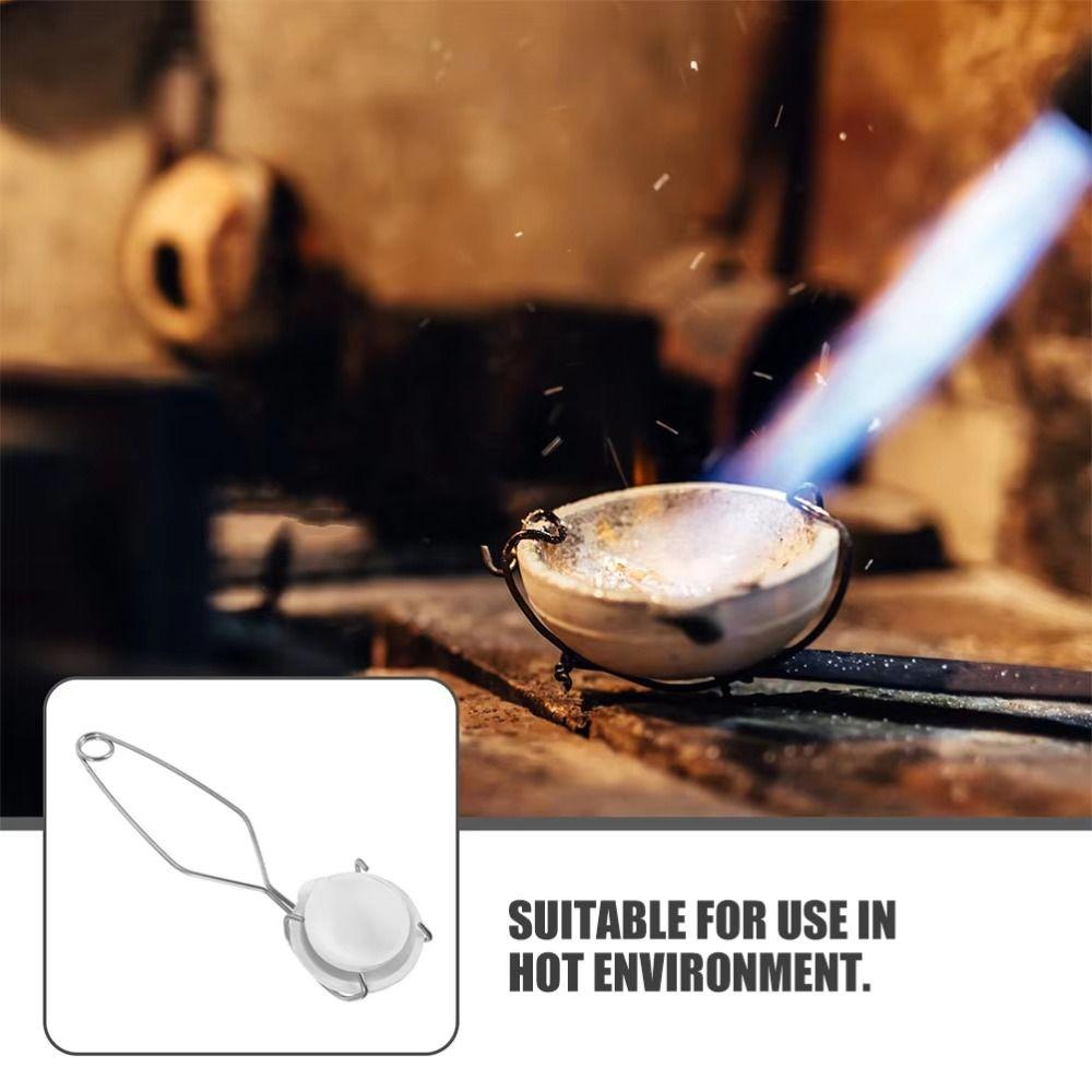 High Temp Resistant Quartz Bowl Holder Clamp Extra Long Smelting Tools Metal Refining