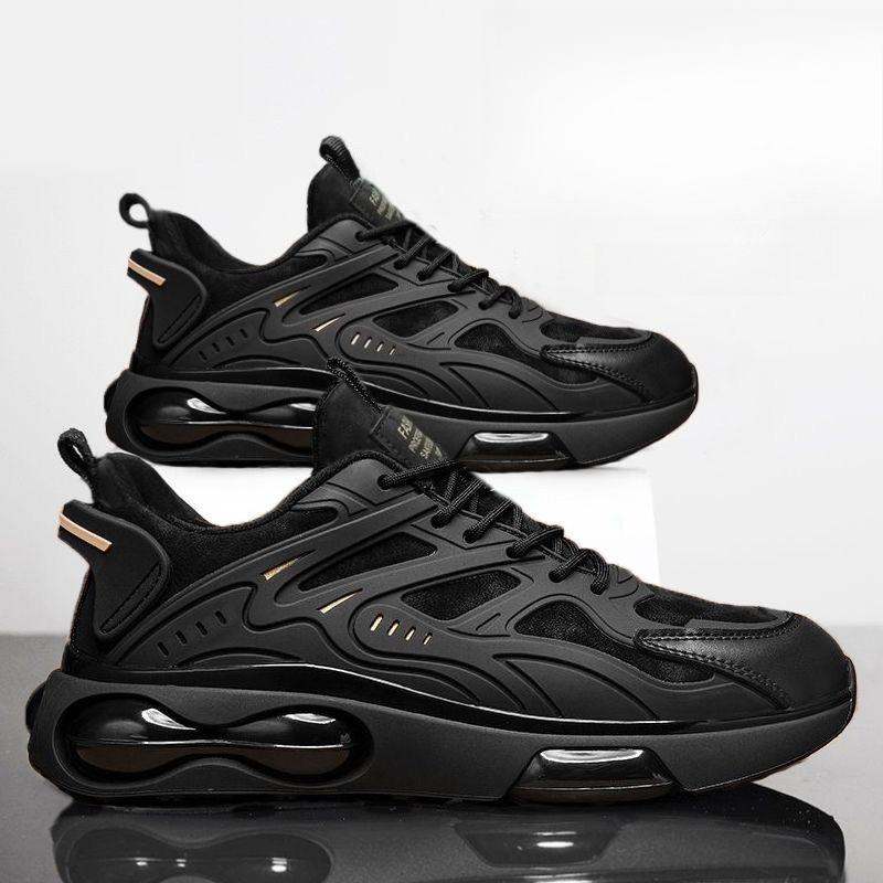 

Модная мужская дышащая платформа кроссовки противоскользящие на шнуровке низкий верх комфорт повседневная обувь для осени для ежедневной ходьбы теннис 44 чёрный