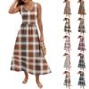 Ladies' Checkered Summer Casual and Fashionable Sleeveless Long Dress