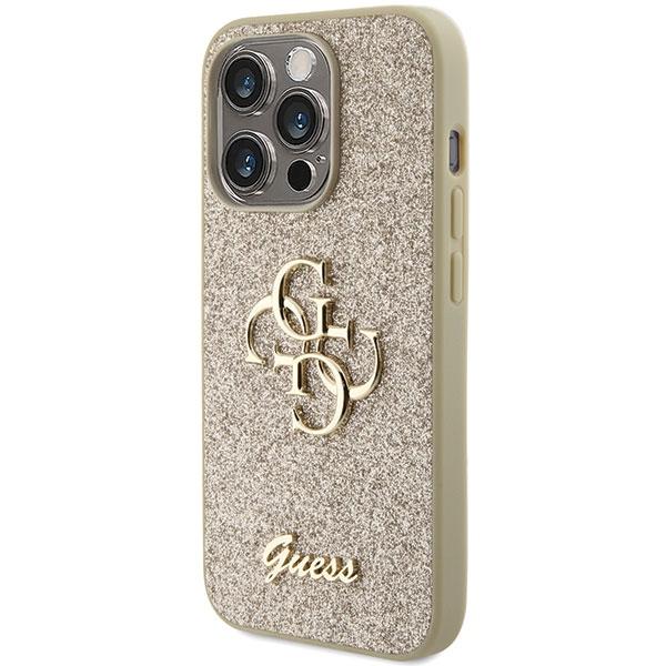 Guess Guhcp15Lhg4Sgd Iphone 15 Pro 6.1 Złoty/Gold Hardcase Glitter Script Big 4G
