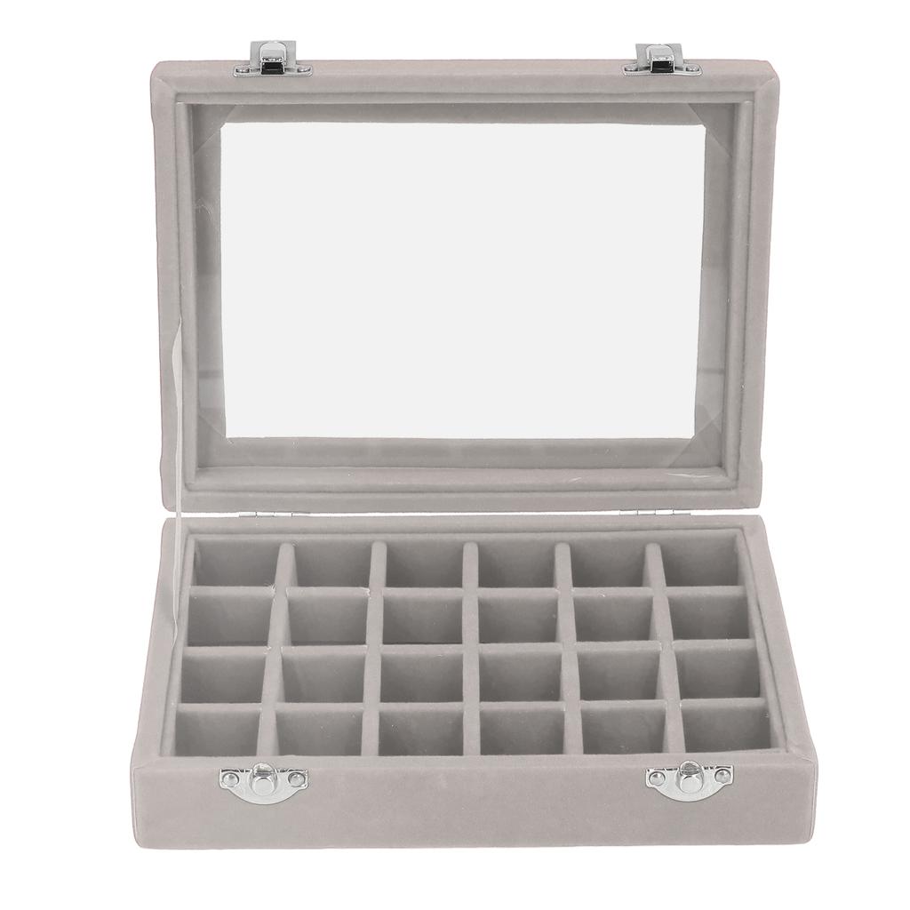 Small Velvet Jewelry Box Organizer 24 Compartments Jewelry Case Earring Rings Storage Box Jewelry