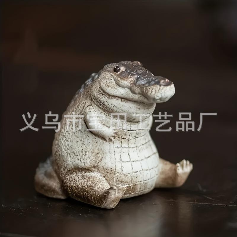 

Little crocodile tea set decoration cute mini children s gift home desktop resin handicraft ornament