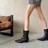 Pointed short boots women's 2026 autumn and winter new thin elastic thick heel thin boots with skirt versatile brown fashion boots