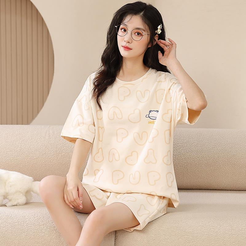 Energetic Girly Summer Pajama Set: Fresh, Casual Short Sleeve Fairy Style for Women M