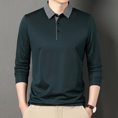 T-shirt a maniche lunghe da uomo primavera e autunno, moda casual giovanile, polo a tinta unita da indossare sotto