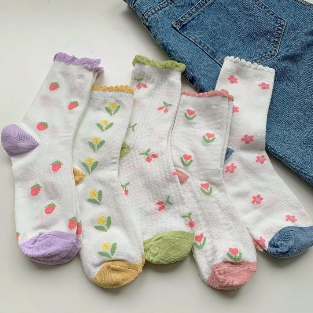 Lace Socks Children'S Summer Thin Breathable Tide Soft Cute Girl Socks Cute Student Medium Tube Mesh Socks