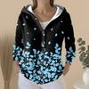 Women's Fashion Casual Sweater Button-Up Print Cardigan  Hooded Jacket