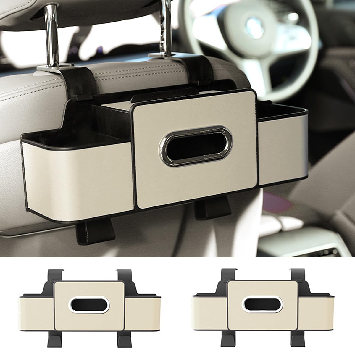 

RAKSONIC Multifunctional Car Seatback Car Backseat Rear Seat Storage Backseat Drink Suitable for Cell Water Paper 2 Pieces Holder, Organizer, Mount, белый