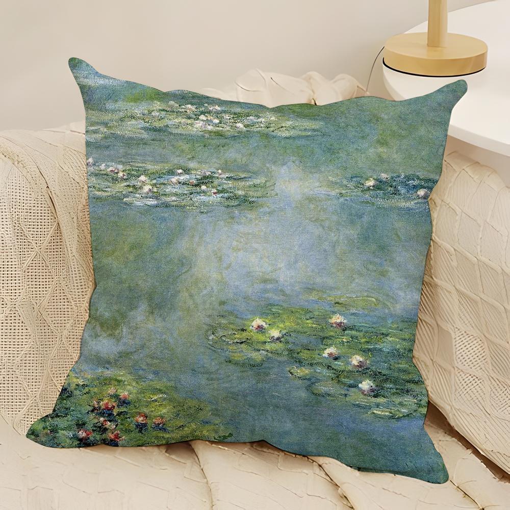 Art Style C-claude M-monet Pillow Case Natural Linen Double-Sided Printing Sofa Home Decor Cushion Cover