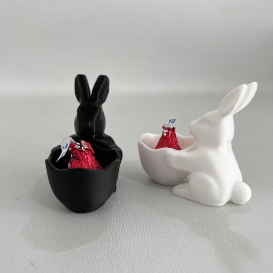 Великодній Зайчик Цукерниця 3D-друкований Кролик Тарілка для Закусок Декоративна Ваза для Десертів Горіхів для Великодньої Вечірки Настільний Декор для Дому