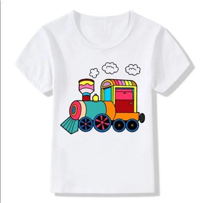 Children's Summer Fun Small Train Cartoon Print Casual Polyester Casual Short T