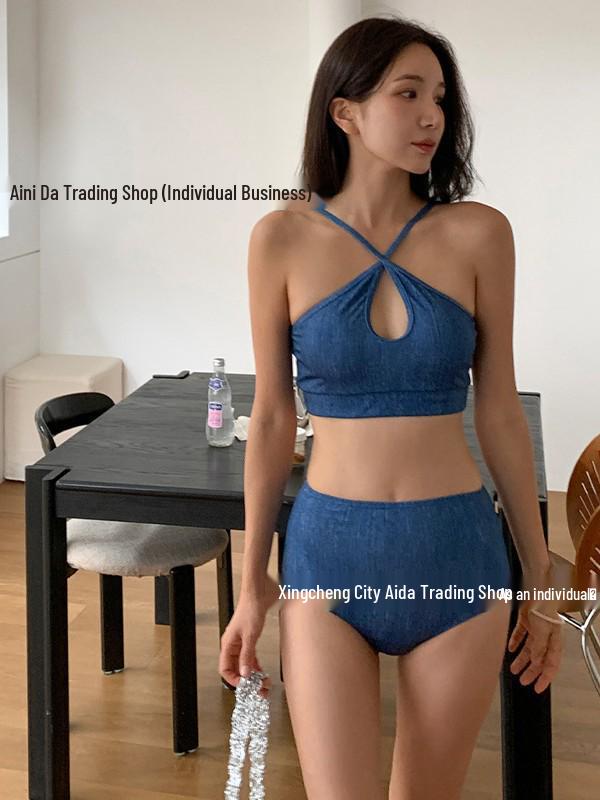 Korean Cutout Halter Bikini - Sexy Two-Piece Triangle Swimwear