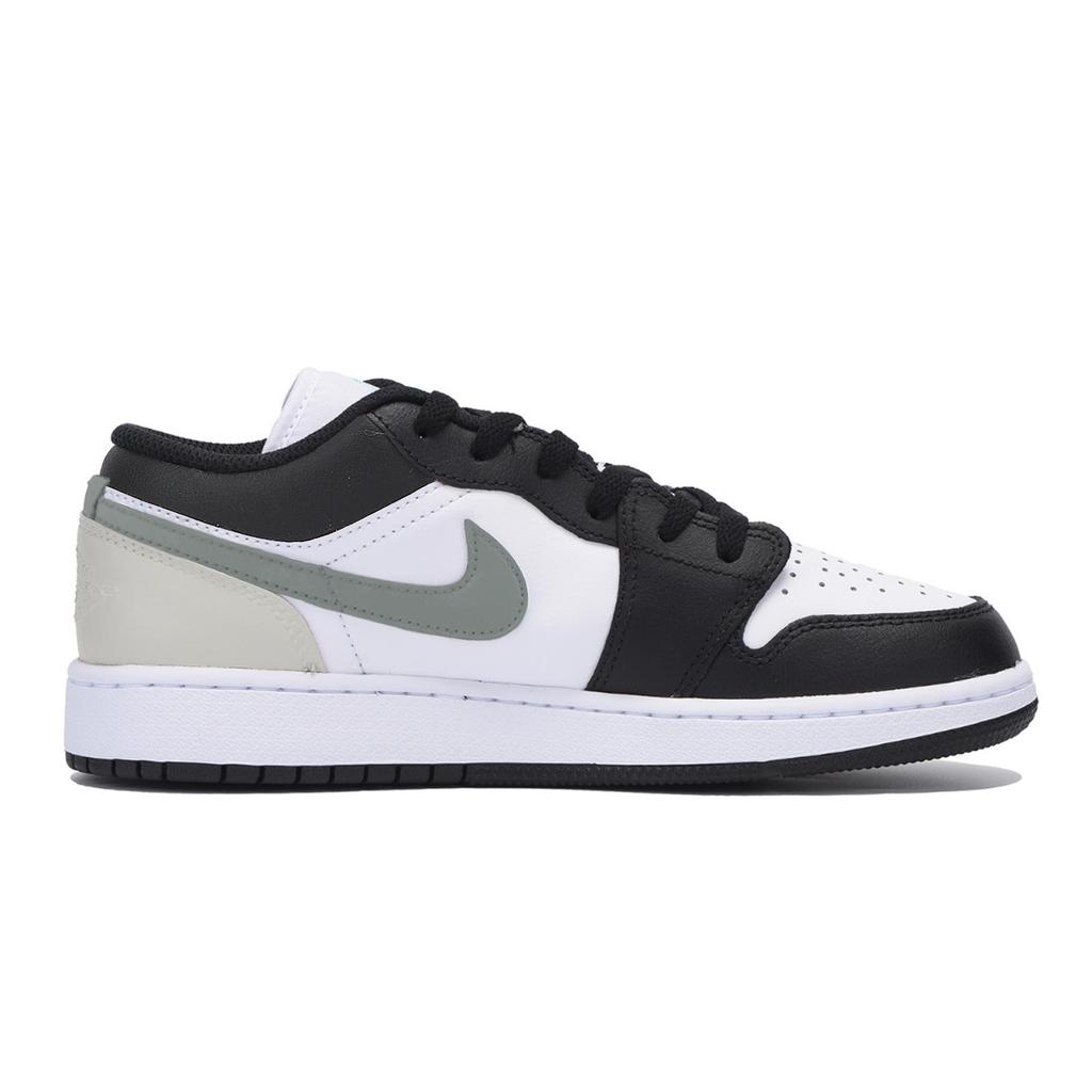 Jordan Air Jordan 1 Slip Resistant Abrasion Resistant Low top Vintage Basketball Shoes Men's Black Gray 553558-131(Team85-)