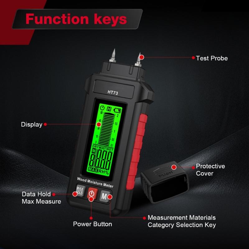 Easy To Use Portable Moisture Tester Clear LCD Display Fast for On Site Detection Of Wood Paper Brick Concrete Moisture